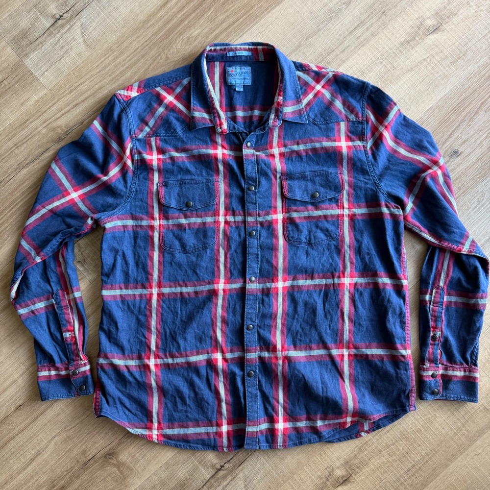 Lucky Brand Saturday Stretch Mens XXL Slim Fit Western Plaid Snap Front Shirt